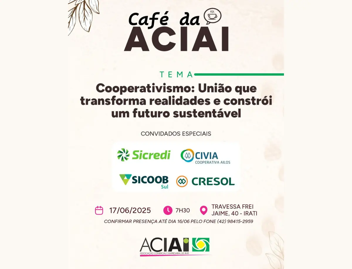 27ª edição do Café da ACIAI terá como tema o cooperativismo